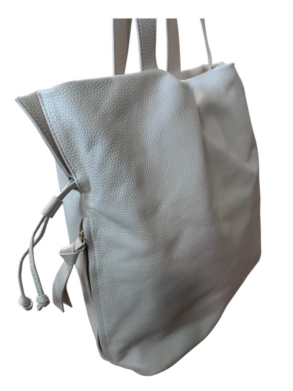 Tote Le Monde Genuine Pebbled Leather Roma Cinch Tote Bag - Picture 4 of 13
